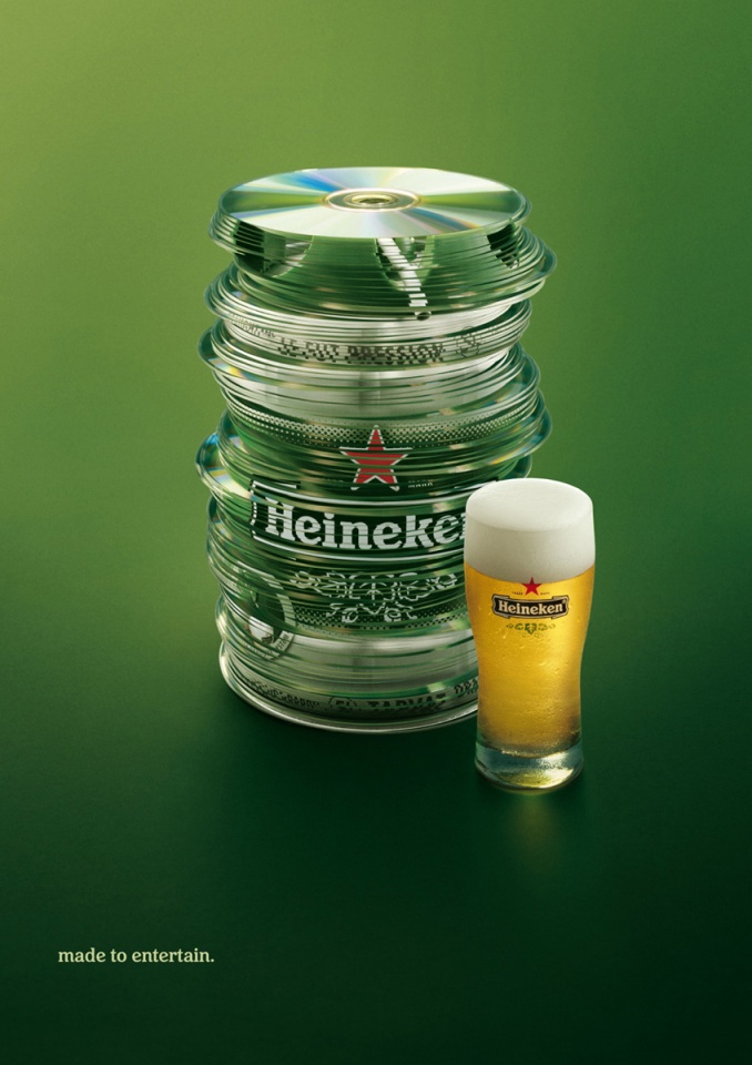 Publicité Heineken - Made to entertain - CD - fût bière - Agence JWT Milan (Italie) - 2008