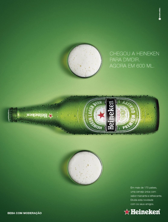 Publicité Heineken - Bouteille 600 ml - Bouteille - 2 verres - signe division - Agence Fischer America (Brésil) - 2007