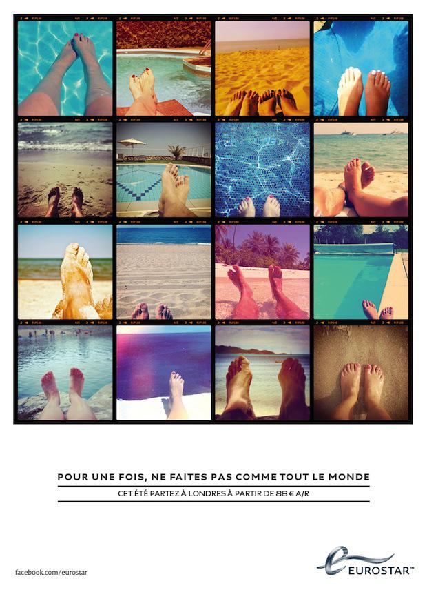 Publicité Eurostar - Pour une fois, ne faites pas comme tout le monde - Photos de pieds - CLM/BBDO - 2013