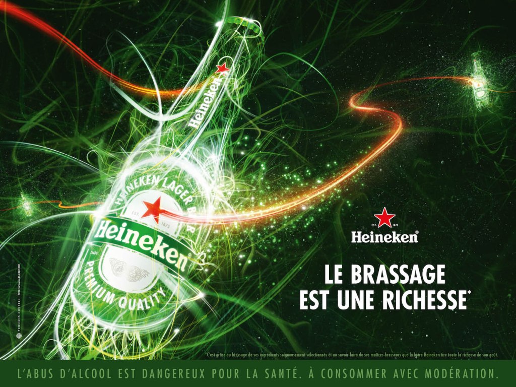 Publicité Heineken - Le brassage est une richesse - Bouteille - Lightpainting - Agence Publicis Conseil - 2017