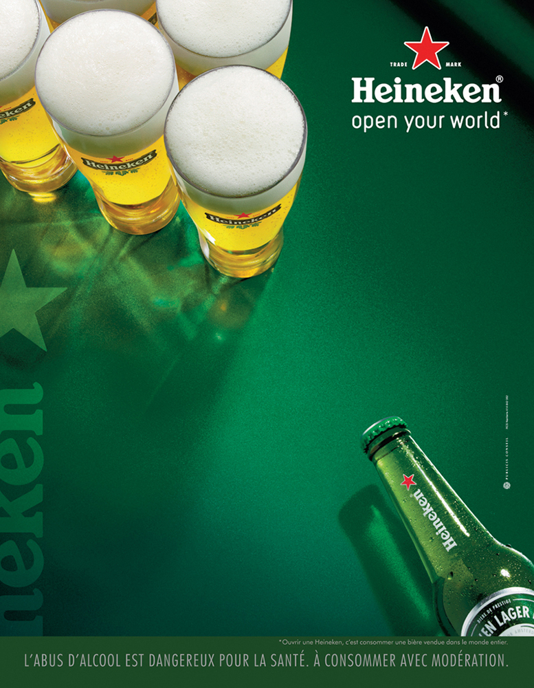 Publicité Heineken - Open your World - Bouteille - Verres - Billard - Agence Publicis Conseil - 2013