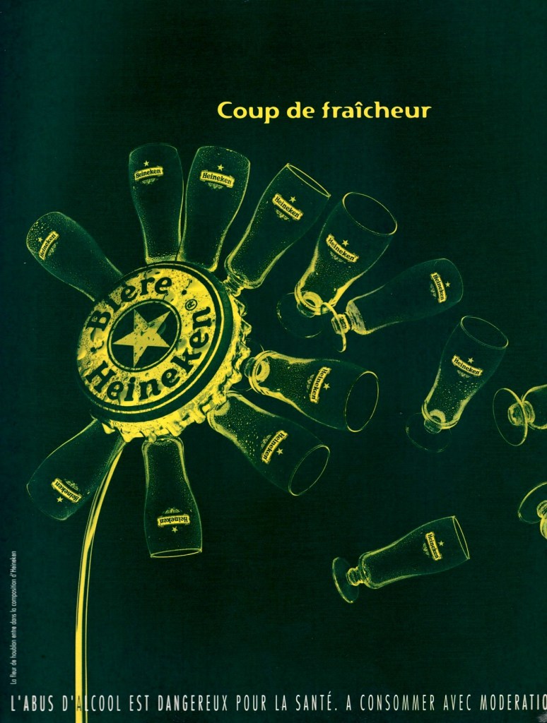 Publicité Heineken - L'esprit bière - Effet solarisation - Agence Publicis Conseil - 1996 - Coup de fraîcheur - Pissenlit abimé