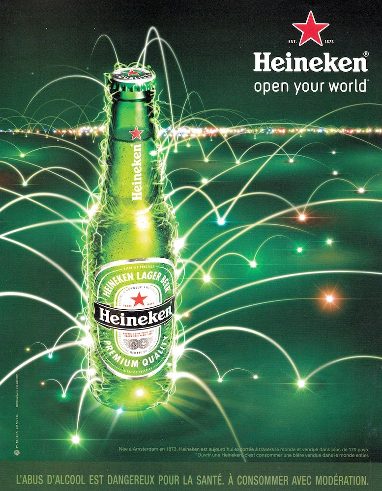 Publicité Heineken - Open your World - Bouteille - Lumière - Rebonds -  - Format vertical - Agence Publicis - 2015