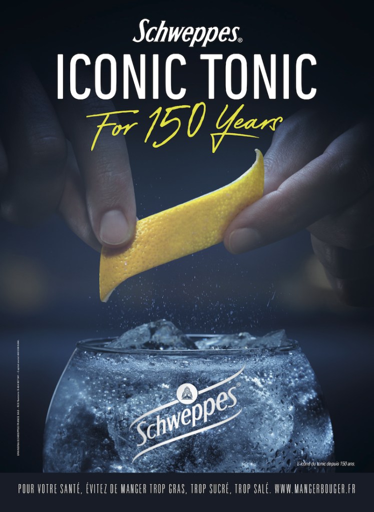 Publicité Schweppes - Iconic Tonic for 150 years - Anniversaire - Zeste de citron - Agence BETC - 2020
