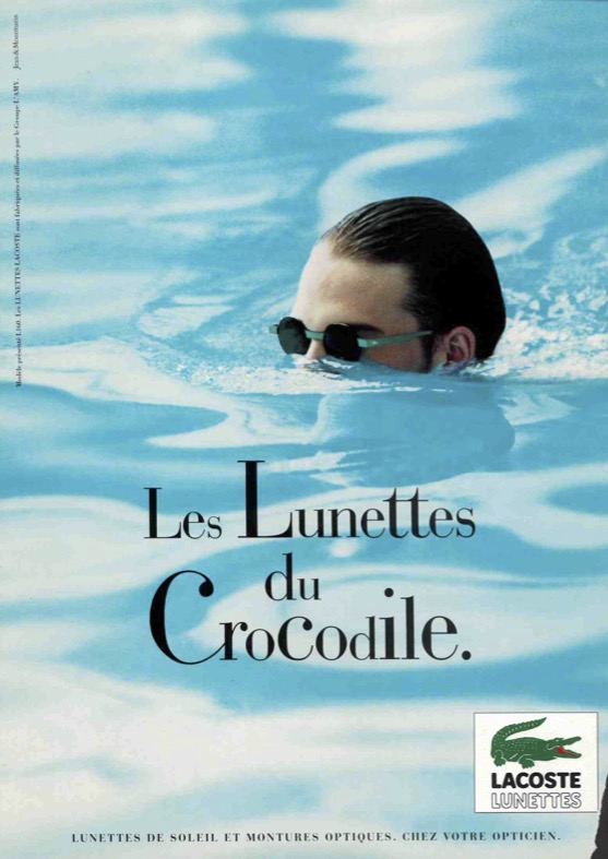 Publicité Lacoste - Lunettes solaires - Piscine - Homme - Les lunettes du crocodile - Agence Jean & Montmarin - 2000