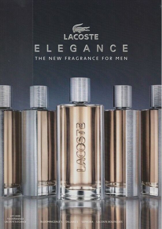 Publicité Lacoste - Parfum - Élégance - Bouteilles - Grande-Bretagne