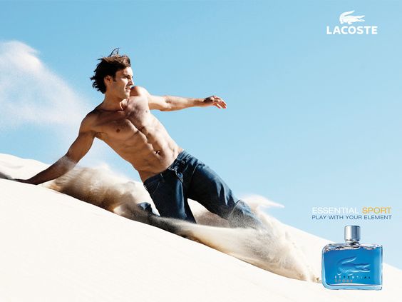 Publicité Lacoste - Parfum - Essential Sport - Homme - Suspension - Dune - Format horizontal