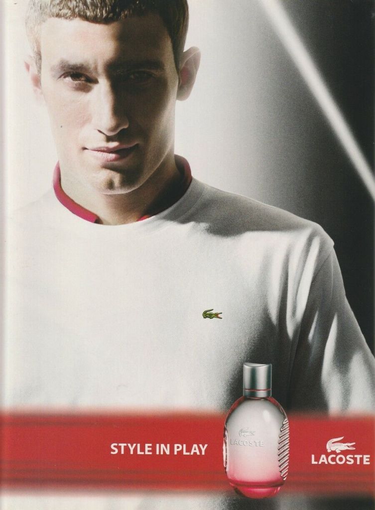 Publicité Lacoste - Parfum - Style in play - Homme pull blanc - 2004