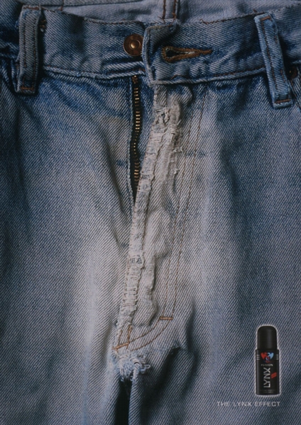 Publicité Axe - The Lynx Effect - Vêtements - Agence GingKo Lowe & Partners - Uruguay - 2002 - Pantalon avec braguette usagée