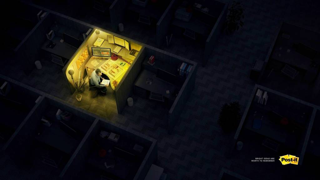 Publicité Post-It - Les idées brillantes ne s'oublient pas - Lumière - Bureau - Ogilvy - Turquie - 2018