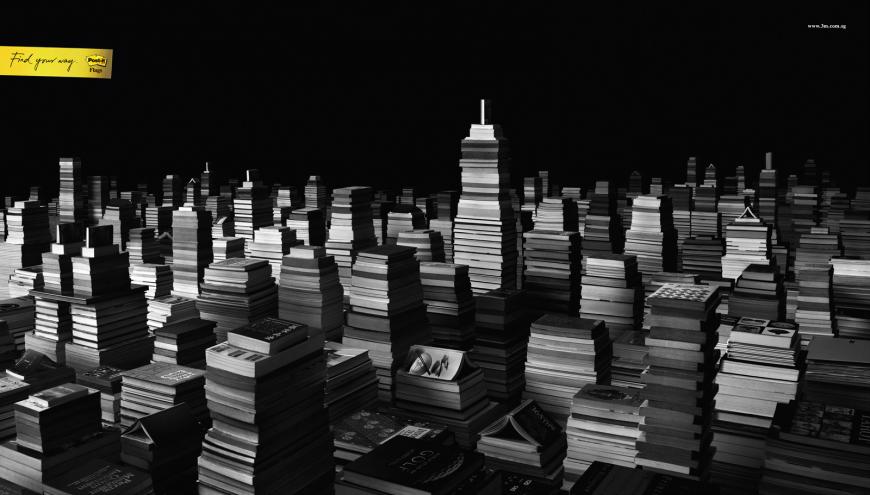 Publicité Post-il - Find your way - trouve t-on chemin - Livres - Ville - DDB - Singapour - 2011