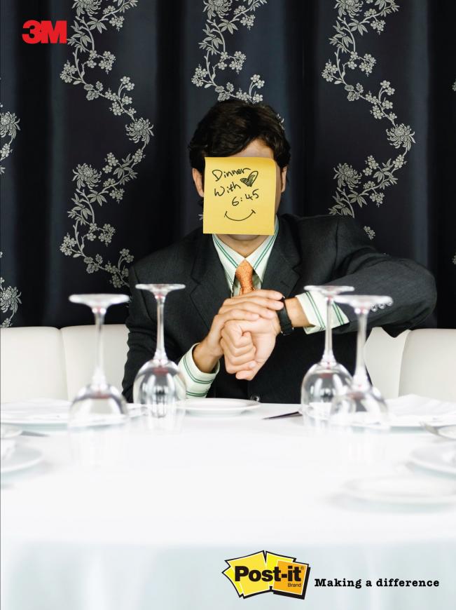 Publicité Post-it - Visage masqué - Dîner - DraftFCB - Taipei - 2012