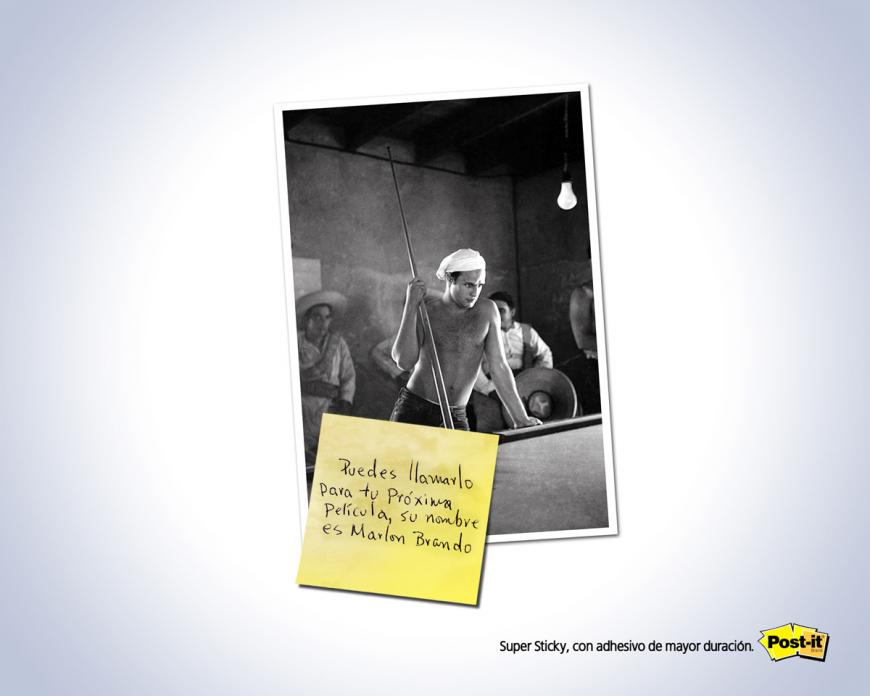 Publicité Post-It - Très résistant - Photo Film - Marlon Brando - Agence Epi Grey - République Dominicaine - 2008