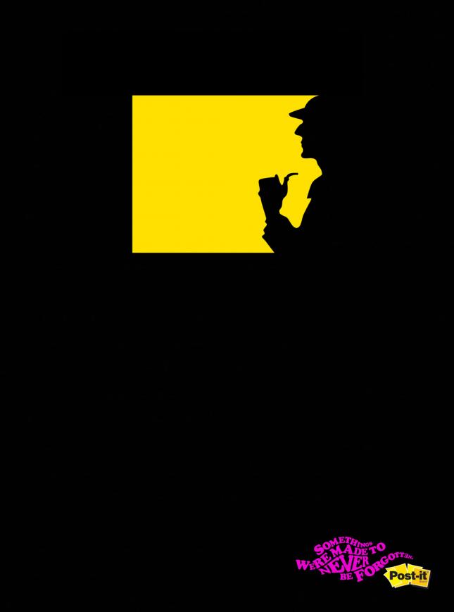 Publicité Post-It - Quelque chose a été fait pour ne jamais être oublié Ecran - Personnages - Sherlock Holmes 