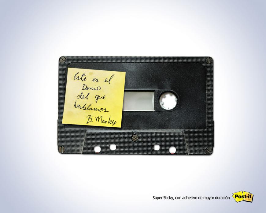 Publicité Post-It - Très résistant - Cassette Audio - Bob Marley - Agence Epi Grey - République Dominicaine - 2008