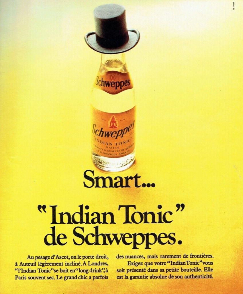 Publicité Schweppes - Indian Tonic de Schweppes - Smart... - P.E. conseil - 1973