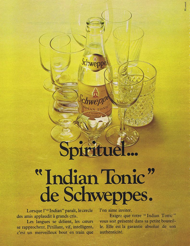 Publicité Schweppes - Indian Tonic de Schweppes - Spirituel... - P.E. conseil - 1973