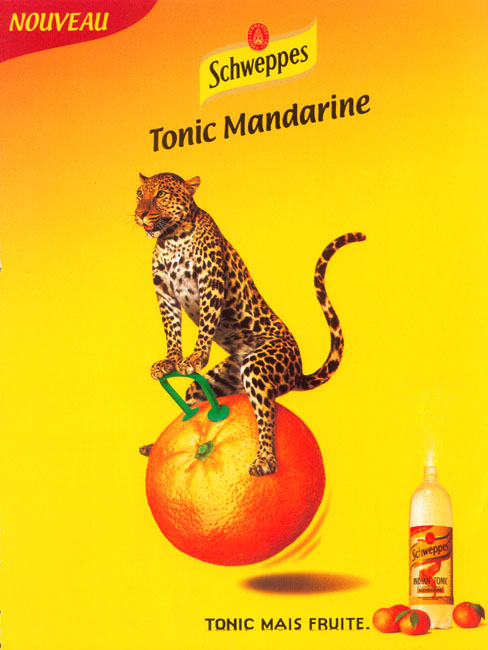 Publicité Schweppes - Panthère - Tonic Mandarine - Tonic mais fruité -  Ballon sauteur - Young&Rubicam - 1999