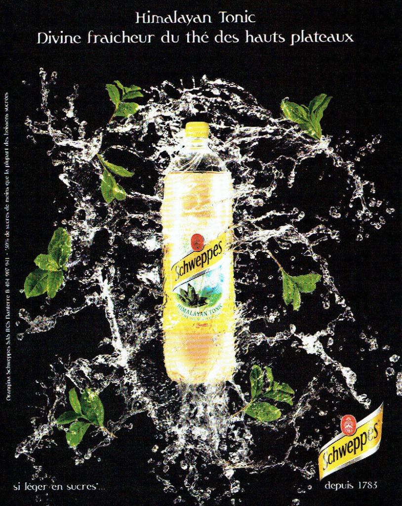 Publicité Schweppes - Himalayan Tonic - Bouteille - eau - Thé - Divine fraîcheur de thé des hauts plateaux - 2005