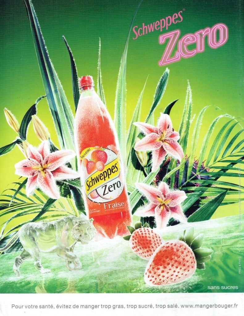 Publicité Schweppes - Schweppes Zero Fraise - Bouteilles - Orchidées - Fraises - Agence Fred&Farid - 2013