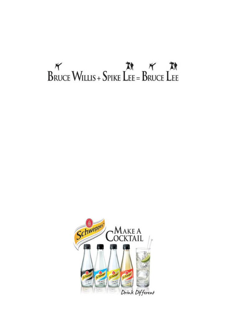 Publicité Schweppes - Make a cocktail - Bruce Willis + Spike Lee = Bruce Lee - Israel