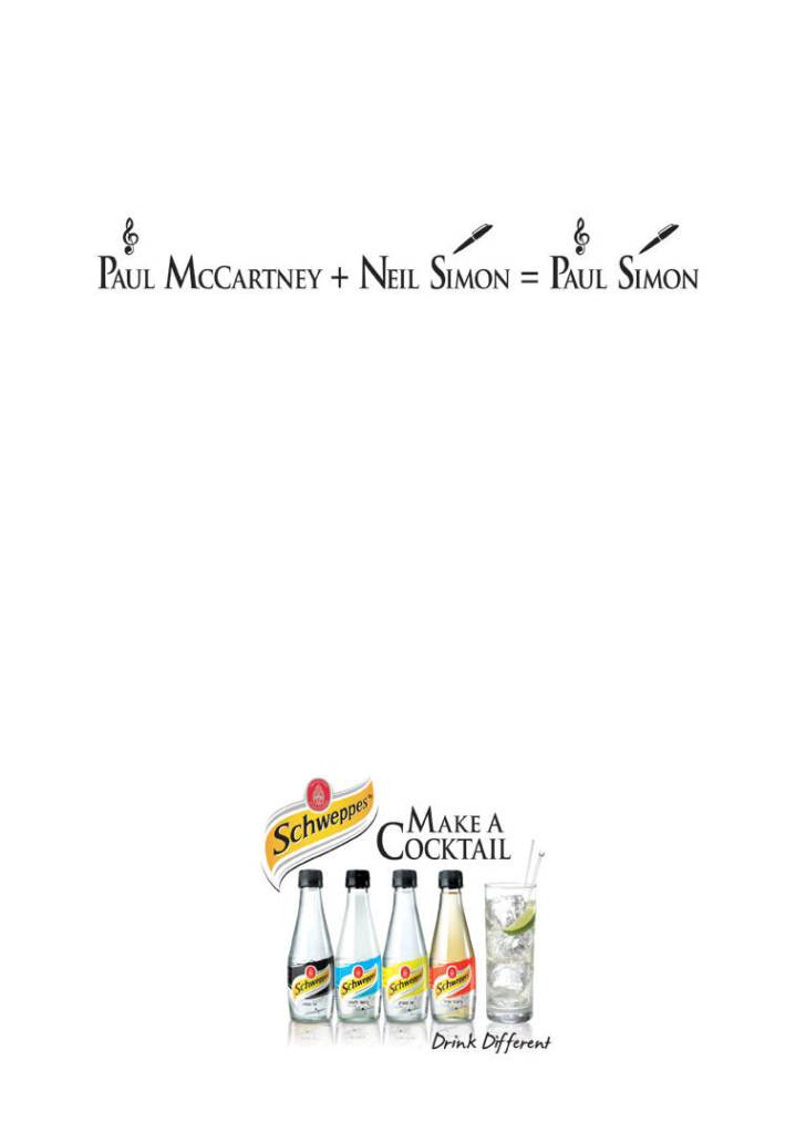 Publicité Schweppes - Make a cocktail - Paul McCartney + Neil Simon = Paul Simon - Israel