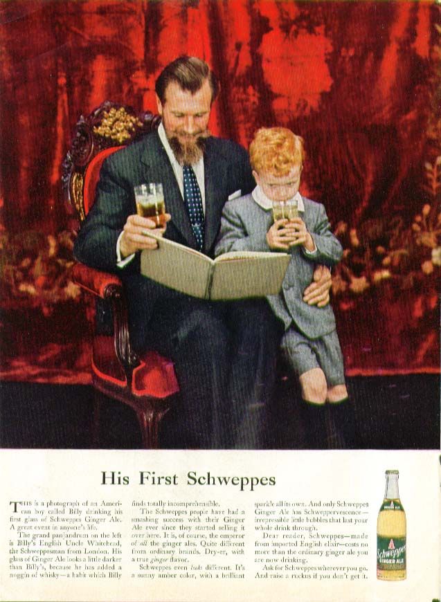 Publicité Schweppes - Commander Whitehead - Agence Ogilvy - Années 50/60 - His first Schweppes
