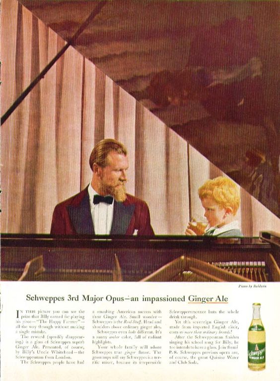 Publicité Schweppes - Commander Whitehead - Agence Ogilvy - Années 50/60 - Schweppes 3rd Major Opus, an impassionned Ginger Ale