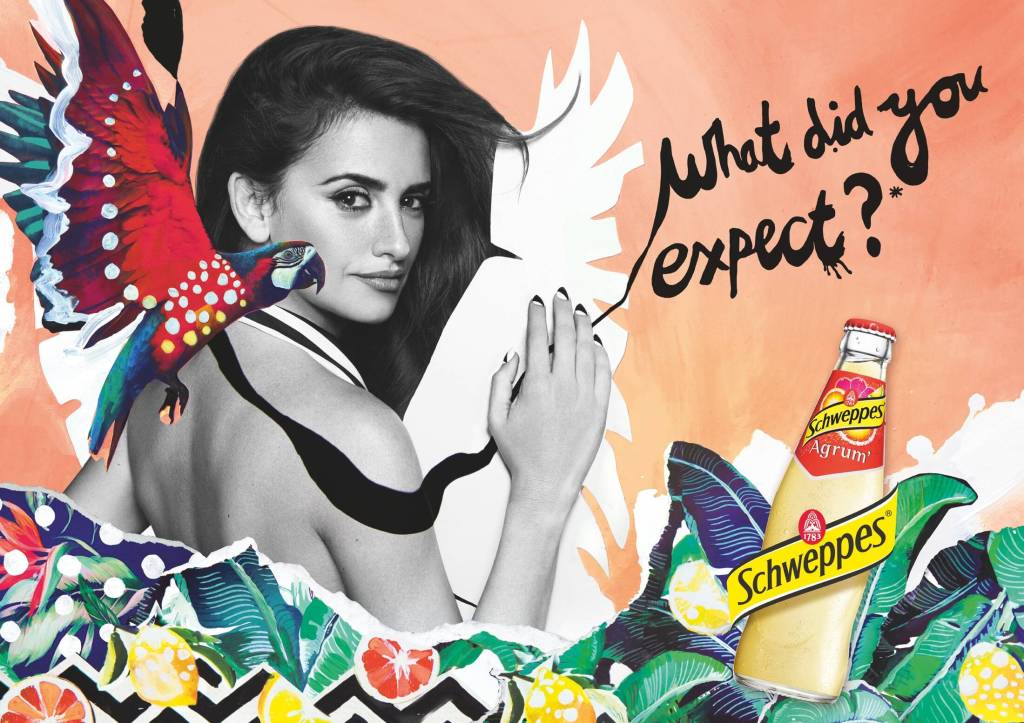 Publicité Schweppes - What did you expect - Penelope Cruz - Perroquet - Agence Fred&Farid - 2014 - Version horizontale