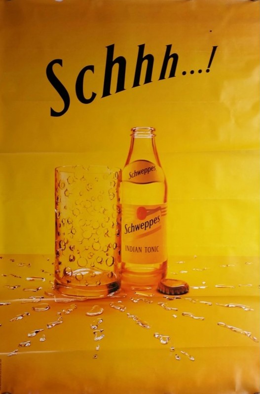 Publicité Schweppes - Schhh... - Bouteille - verre troué - DDB Needham - 1996