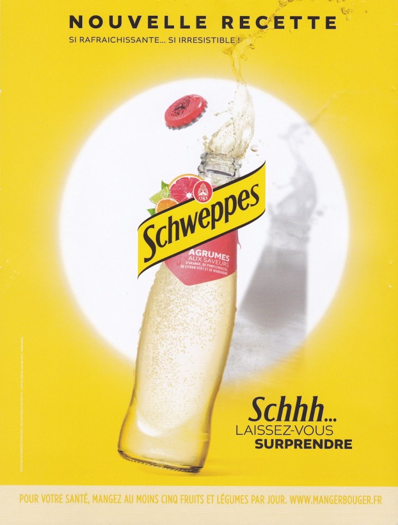 Publicité Schweppes - Schweppes Agrumes - Bouteille - capsule en mouvement - Schhh... Laissez vous surprendre - Agence TBWA - 2023