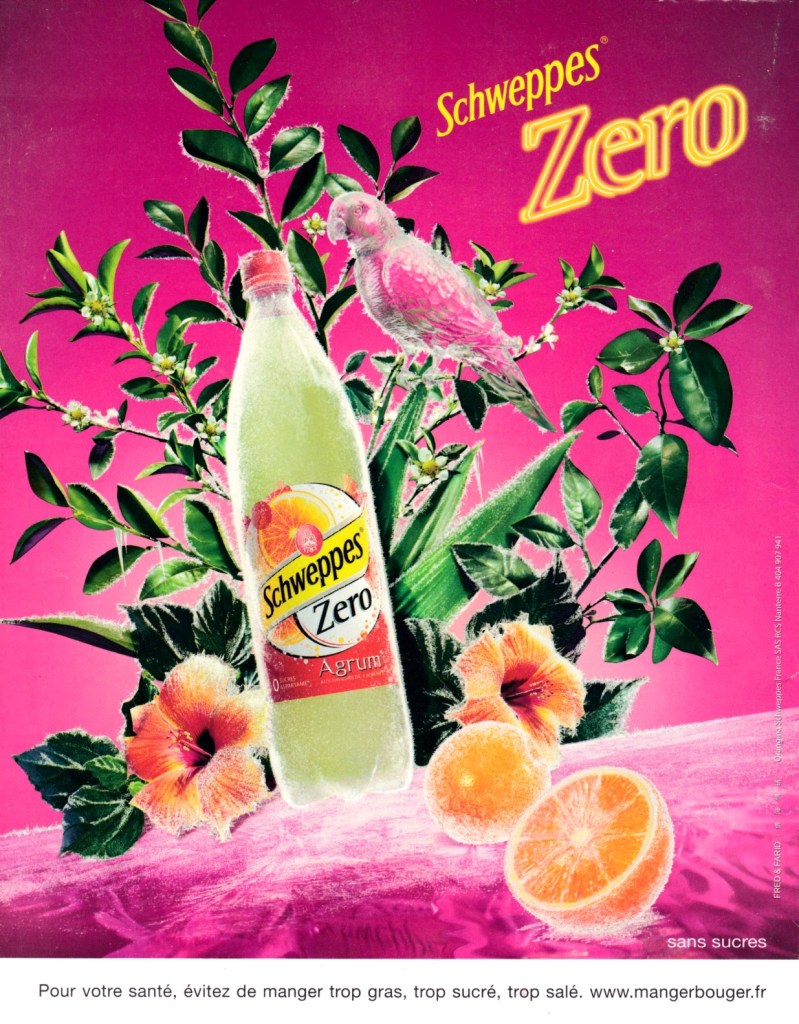 Publicité Schweppes - Schweppes Zero Agrum' - Bouteilles - Orchidées - Perroquet - Oranges - Agence Fred&Farid - 2013