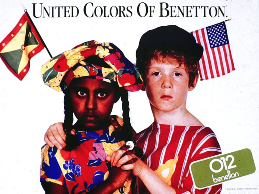 Publicité Benetton - United colors of Benetton - 0-12 - Jeune americain et jeune fille de la Grenade - 1985 - Oliviero Toscani