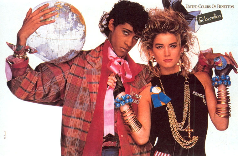 Publicité Benetton - United colors of Benetton - Jeunes avec look de Michaël Jackson et de Madonna - 1987 - Oliviero Toscani