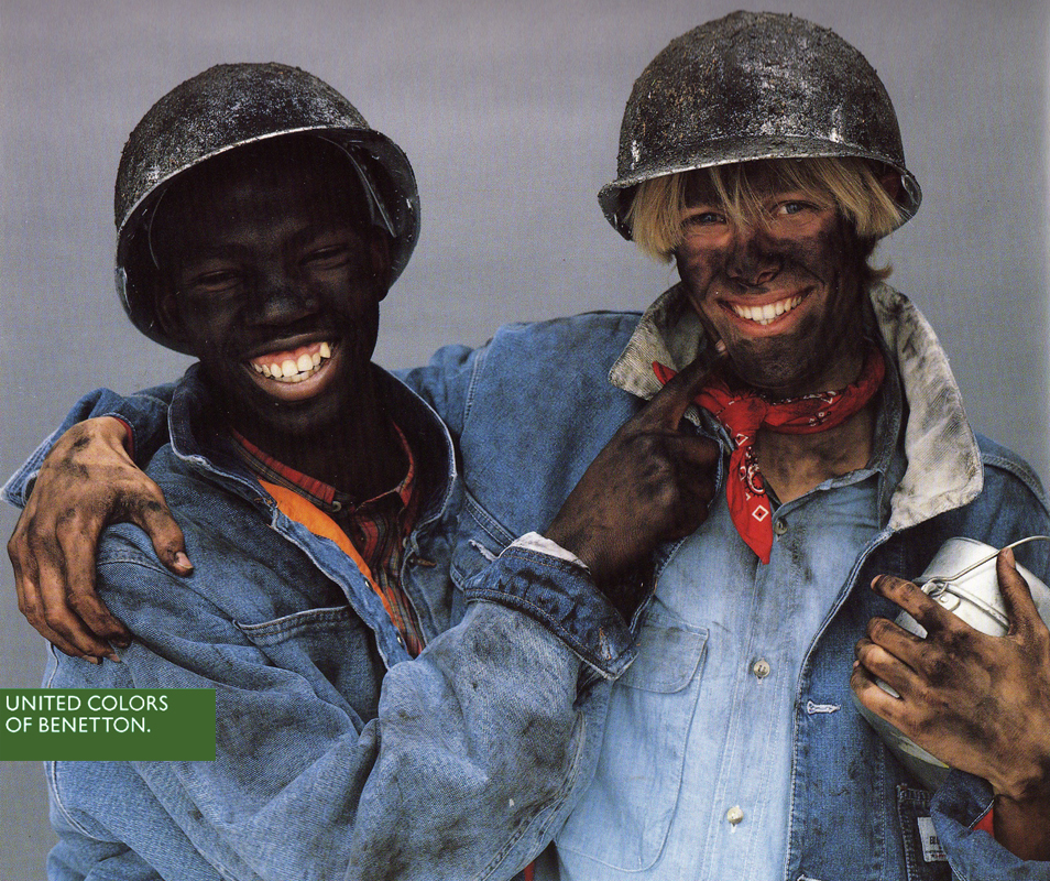 Publicité Benetton - United colors of Benetton — Oliviero Toscani - Mineurs blanc et noir - 1989