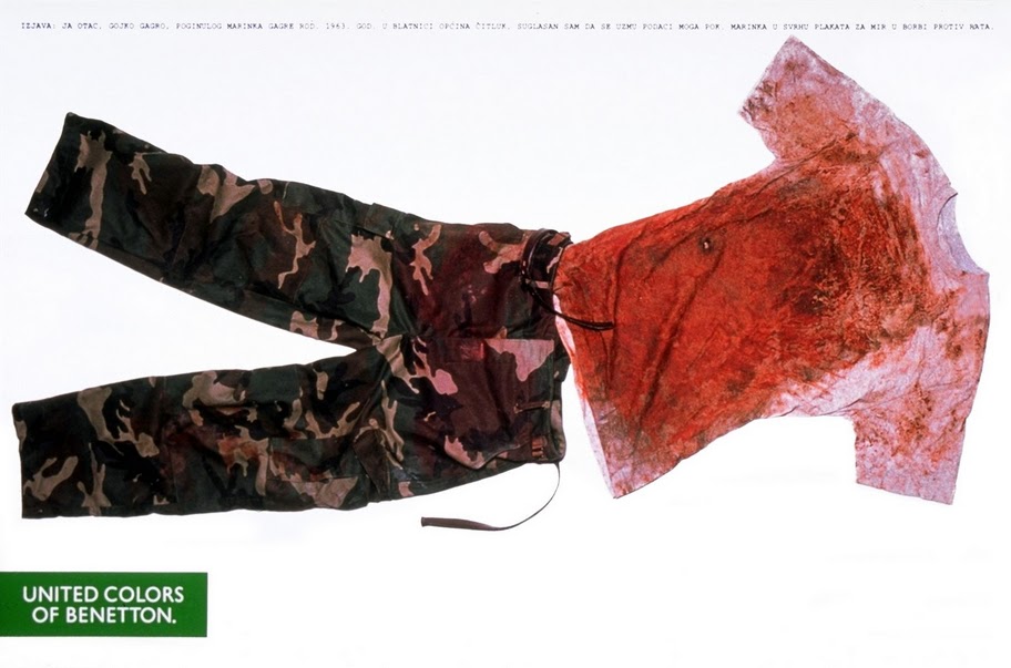 Publicité Benetton - Tenue ensanglanté d'un soldat inconnu bosniaque - Oliviero Toscani - 1994