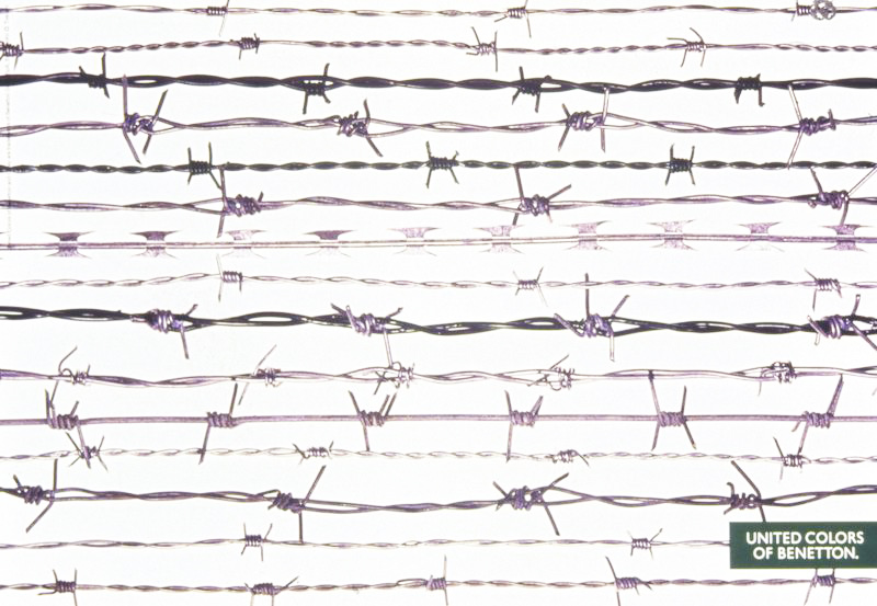 Publicité Benetton - Fils barbelés sur fond blanc  - Oliviero Toscani - 1995