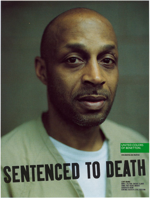 Publicité Benetton - Sentenced to death - Oliviero Toscani - Portrait d'un condamné à mort aux Etats-Unis - Leroy Orange - 2000