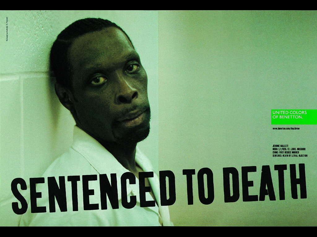 Publicité Benetton - Sentenced to death - Oliviero Toscani - Portrait d'un condamné à mort aux Etats-Unis - Jerome Mallett - 2000