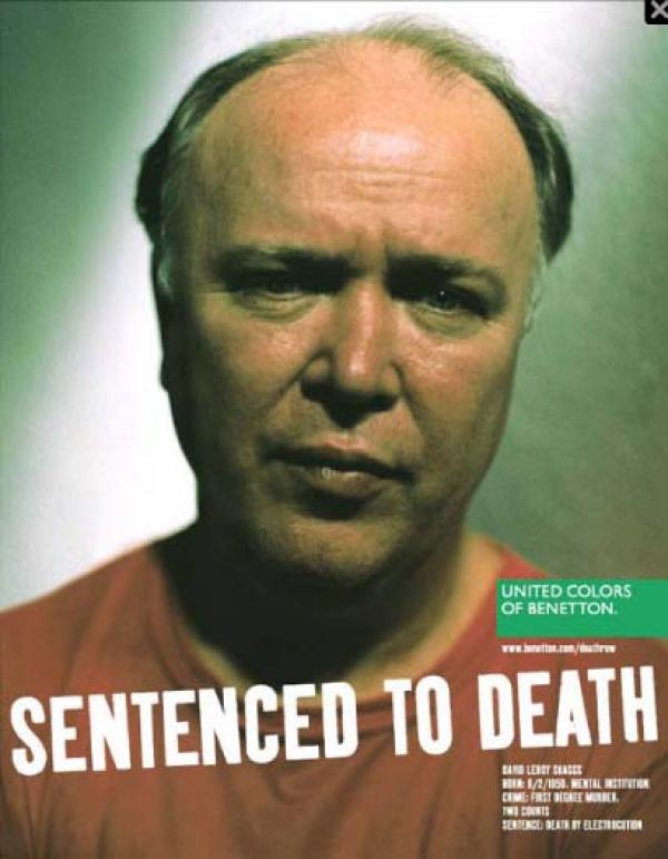 Publicité Benetton - Sentenced to death - Oliviero Toscani - Portrait d'un condamné à mort aux Etats-Unis  - 2000