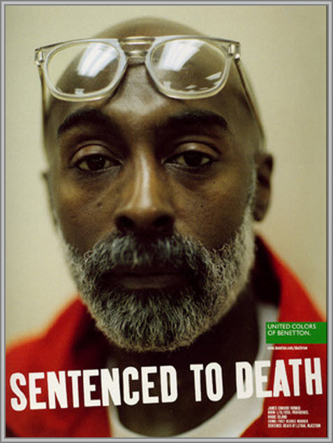Publicité Benetton - Sentenced to death - Oliviero Toscani - Portrait d'un condamné à mort aux Etats-Unis - James Edward Thomas - 2000