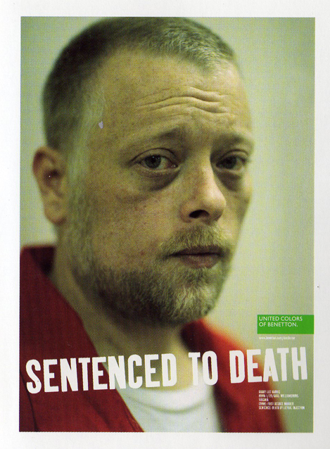 Publicité Benetton - Sentenced to death - Oliviero Toscani - Portrait d'un condamné à mort aux Etats-Unis - 2000