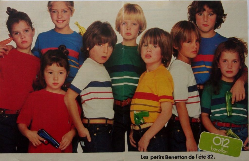 Publicité Benetton - 0-12 - Enfants en tee-shirts colorés - 1982