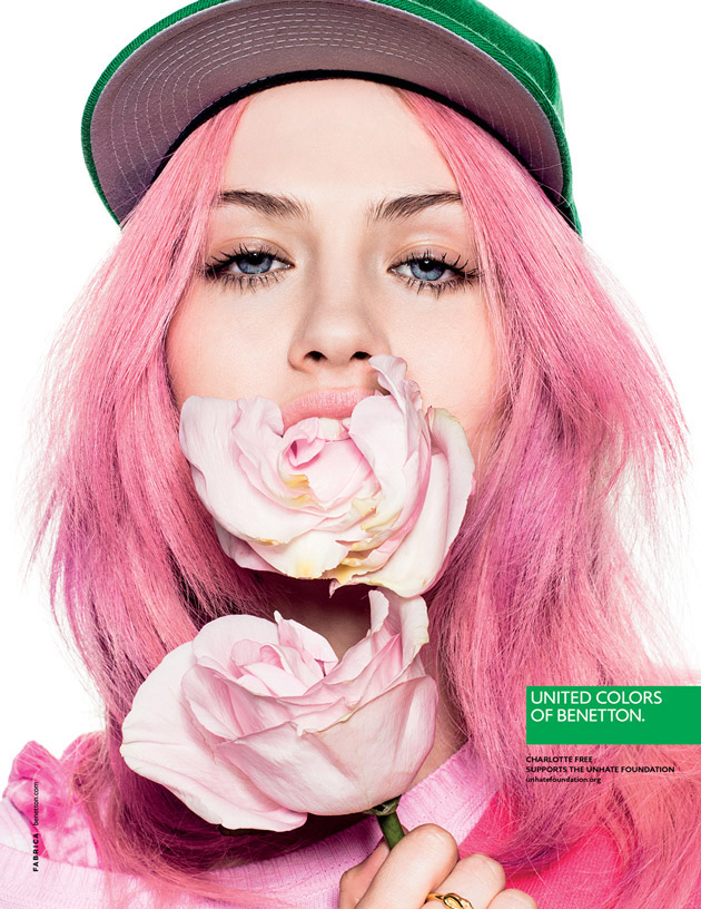 Publicité Benetton - Support Unhate Foundation - La Fabrica - 2013 - Portrait Charlotte Free - Charlotte Free supports the Unhate foundation