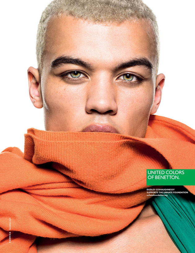 Publicité Benetton - Support Unhate Foundation - La Fabrica - 2013 - Portrait Duddley O'Shaughnessy - Duddley O'Shaughnessy supports the Unhate foundation