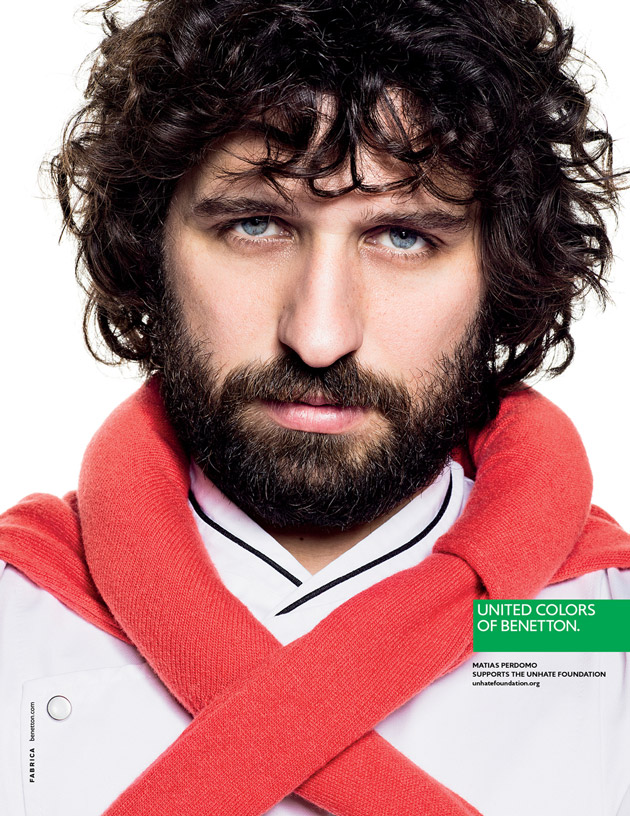 Publicité Benetton - Support Unhate Foundation - La Fabrica - 2013 - Portrait de Matias Perdomo  - Matias Perdomo supports the Unhate foundation