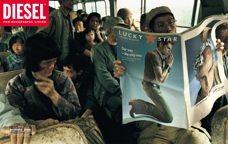 Publicité Diesel - Advertising New Market - Agence Paradiset - Suède - 1997 - 4ème de couverture dans un bus Lucky Star