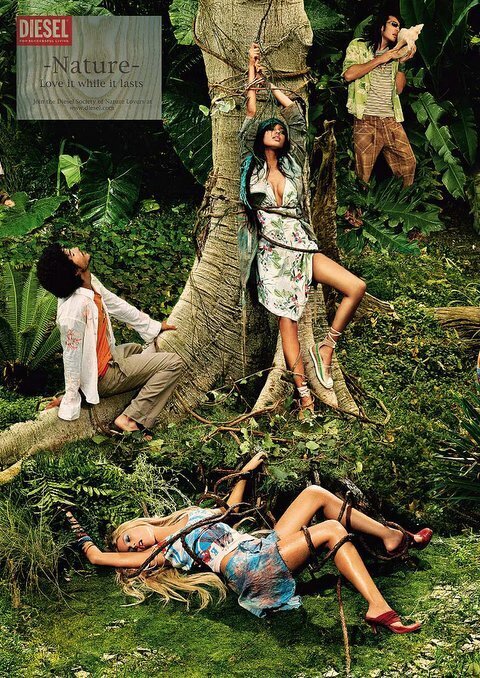 Publicité Diesel - Nature - Love it while it lasts - Agence Kesselskramer  - Pays Bas - 2005 - 4 personnes dans la nature éprouvant du plaisir