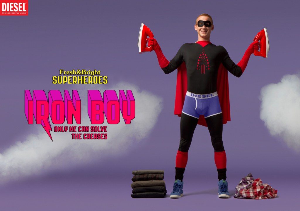 Publicité Diesel - Super Héros - Agence Doubleyou - Espagne - 2010 - Iron Boy only he can solve the creases