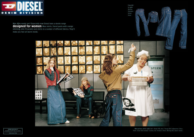 Publicité Diesel - Denim Division - The Dark - Agence DLKW Lowe - Grande Bretagne - 1998 - Une femme choisit son éprouvette de sperme